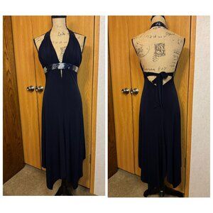 VTG CACHE Halter Beaded Embellished Dress Asymmetrical Y2k Babydoll Chic Sz 6